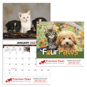 Four Paws Wall Calendar - Spiral